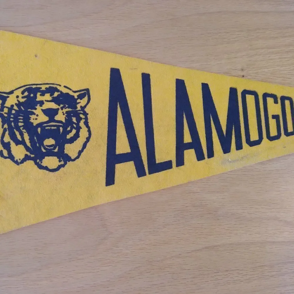 Vintage 60s Alamogordo New Mexico Tiger Pennant Flag